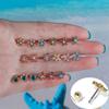 18G Christmas Snowflake Cartilage Small Stud Earring Crystal Red Green Tiny Screw Back Earrings Helix Tragus Barbell Body Piercing Jewelry for Women New Year Holiday Gifts Anniversary (Gold-Tone) view 4
