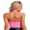 renvena Womens Sexy Wetlook Latex Leather Backless Camis Streetwear Punk Waistcoat Tank Top Pink 3X-Large view 2