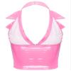 renvena Womens Sexy Wetlook Latex Leather Backless Camis Streetwear Punk Waistcoat Tank Top Pink 3X-Large view 4