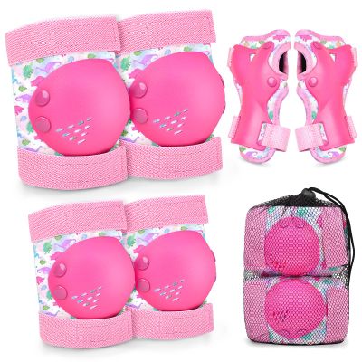Ausletie Kids Knee and Elbow Pads Set for 3-8 Years, Protective Gear with Drawstring Bag for Girls and Boys Roller Skating, Cycling, Skateboarding