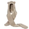 Women Cute Bear Hooded Hat Scarf Gloves Set 3-in-1 Earflap Animal Hat Plush Warm Hooded Scarf with Mittens view 2