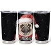 Hyturtle Personalized Gifts Dog Lover - Pug Merry Christmas Custom Name Coffee Tumbler Cup Stainless Steel 20oz, Animal Lover Gifts For Women Girl Kids Men On Birthday Christmas view 1