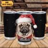 Hyturtle Personalized Gifts Dog Lover - Pug Merry Christmas Custom Name Coffee Tumbler Cup Stainless Steel 20oz, Animal Lover Gifts For Women Girl Kids Men On Birthday Christmas view 2