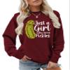Just A Girl Who Loves Pickles Long Sleeve Sweatshirt Plus Size Casual Pullover Top (Color : Wine, Size : XX-Large) view 1