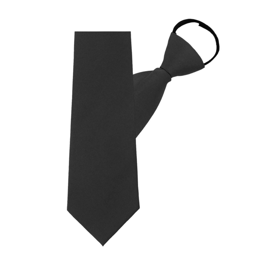 Mantieqingway Zipper Ties for Women, Pre-tied Adjustable Boys/Girls Neck Ties for Business, School Uniforms, JK/JC Cosplay (Black)