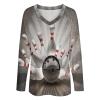 Vintage Bowling Ball Women's Casual Long Sleeve T Shirts V Neck Printed Graphic Blouses Tee Tops 5XL view 4