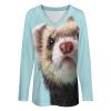 Ferrets Women's Casual Long Sleeve T Shirts V Neck Printed Graphic Blouses Tee Tops XL view 4