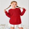 Haloumoning Girls Cute Heart Love Print Sweater Tops Oversized Crew Neck Dot Ball Knitted Valentine Pullover 5-14 Years Red view 3