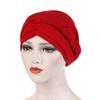 African Women Turban Cap Muslim Head Wraps Beaded Headscarf Beanie Wrap Cancer Chemo Hair Loss Headwrap (Red, One Size) view 2