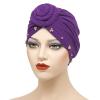 African Pattern Women Turbans Hats Flower Knot Headwrap Pre-Tied Cap Women African Turban Flower Knot (Purple, One Size) view 2