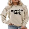 ESIKAH Apres Ski Sweatshirt Womens Crewneck Long Sleeve Casual Popular Pullover Tops Girls Weekend Winter Sports Sweatshirt Beige view 1