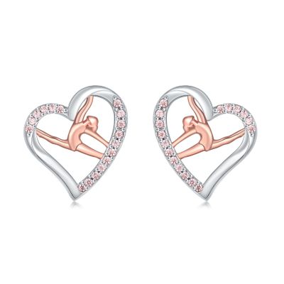 925 Sterling Silver Gymnastics Stud Earrings for Daughter Gymnastics Gifts USA Gymnast Ear Studs Jewelry Gift Gymnastics Sport Earrings Sports Jewelry for Granddaughter Christmas Gift (Gymnastics Style-4)