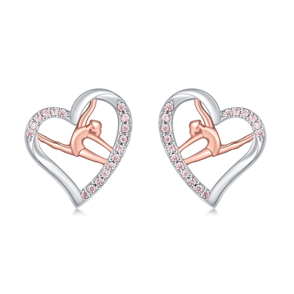 925 Sterling Silver Gymnastics Stud Earrings for Daughter Gymnastics Gifts USA Gymnast Ear Studs Jewelry Gift Gymnastics Sport Earrings Sports Jewelry for Granddaughter Christmas Gift (Gymnastics Style-4)