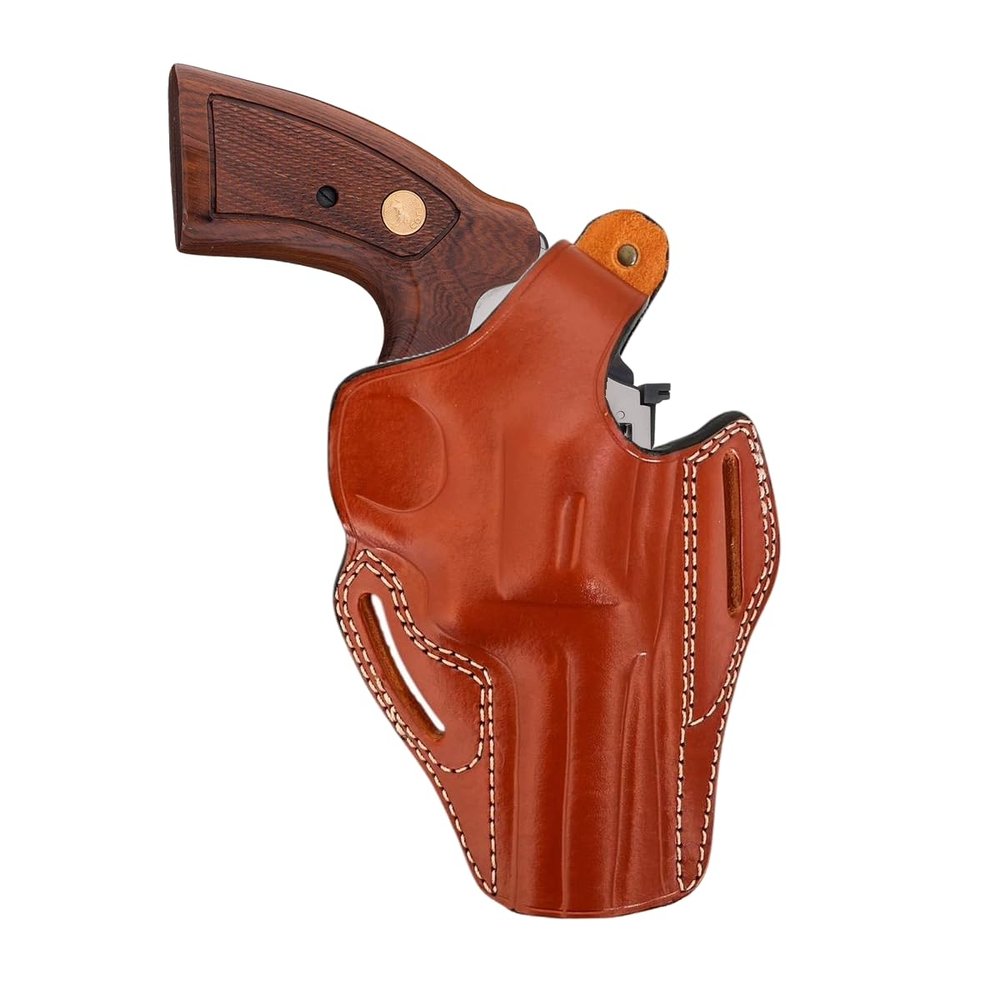 Leather Holster with Safety Lock fits Colt King Cobra or Colt Python, Handmade, Right Handed, PulsarHolster (Brown, Colt King Cobra 4" Barrel)