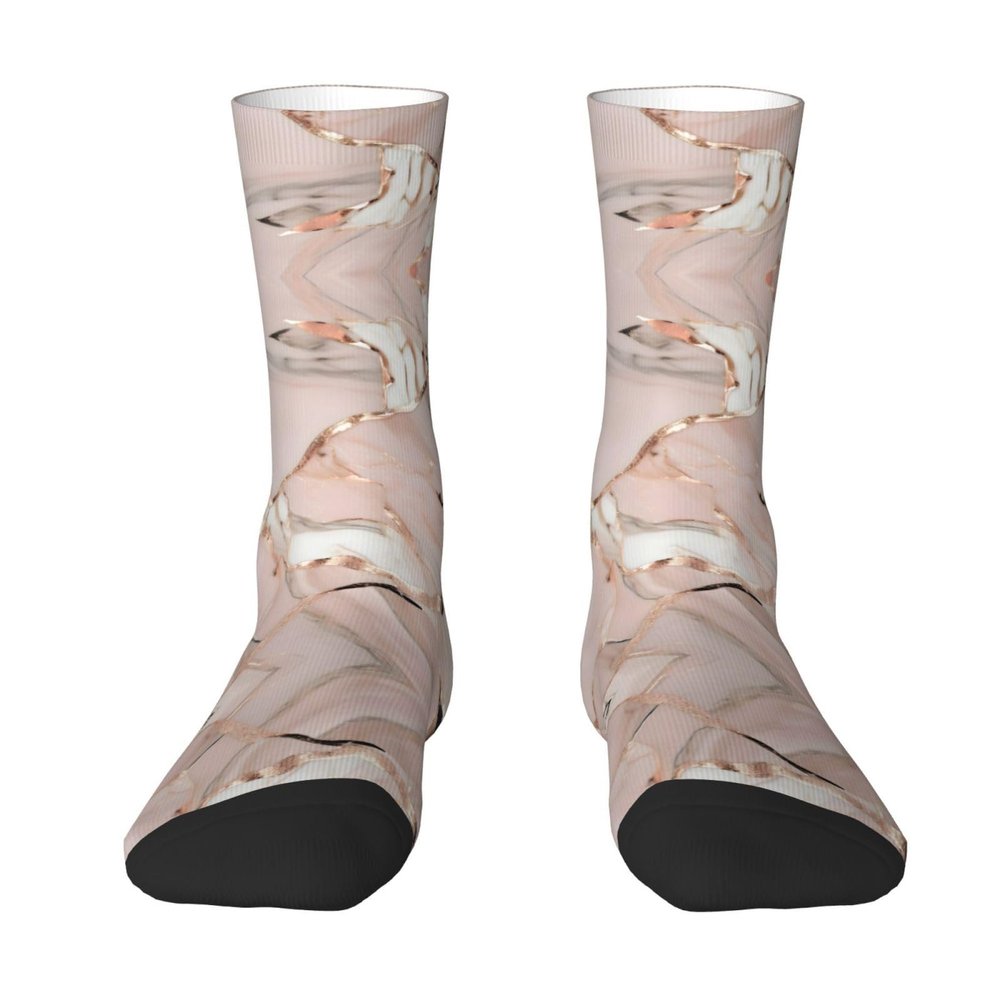 ZISHAK Rose Gold Marble Adult Sports Socks-Men'S Cotton Mid-Calf Socks:A Fusion Of Comfort,Style,And Functionality