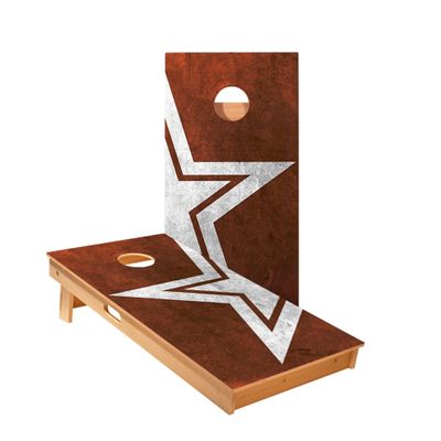 Skip's Garage Rusty Star Cornhole Boards - Includes (2) Boards (Resin Bags) + (2) Hole Lights & (2) Edge Lights