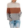 Women Turtleneck Sweaters Casual Long Sleeve Cable Chunky Color Block Oversized Knit Pullover Tops Fashion Fall Outfits view 1