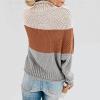 Women Turtleneck Sweaters Casual Long Sleeve Cable Chunky Color Block Oversized Knit Pullover Tops Fashion Fall Outfits view 3