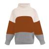Women Turtleneck Sweaters Casual Long Sleeve Cable Chunky Color Block Oversized Knit Pullover Tops Fashion Fall Outfits view 4