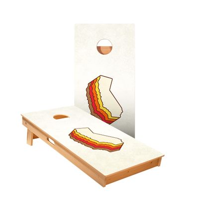 Skip's Garage Retro California Cornhole Boards - Includes (2) Boards (Resin Bags) + (2) Board Hole Lights