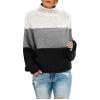 Women Turtleneck Sweaters Casual Long Sleeve Cable Chunky Color Block Oversized Knit Pullover Tops Fashion Fall Outfits view 1