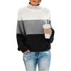 Women Turtleneck Sweaters Casual Long Sleeve Cable Chunky Color Block Oversized Knit Pullover Tops Fashion Fall Outfits view 2
