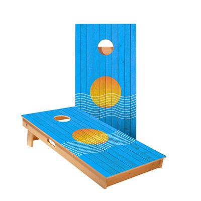 Skip's Garage Sunset Waves Cornhole Boards - Includes (2) Boards (Resin Bags) + (1) Black Carrying Case