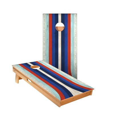 American Moto Curved Stripes Cornhole Boards - Includes (2) Boards (Resin Bags) + (1) Black Carrying Case