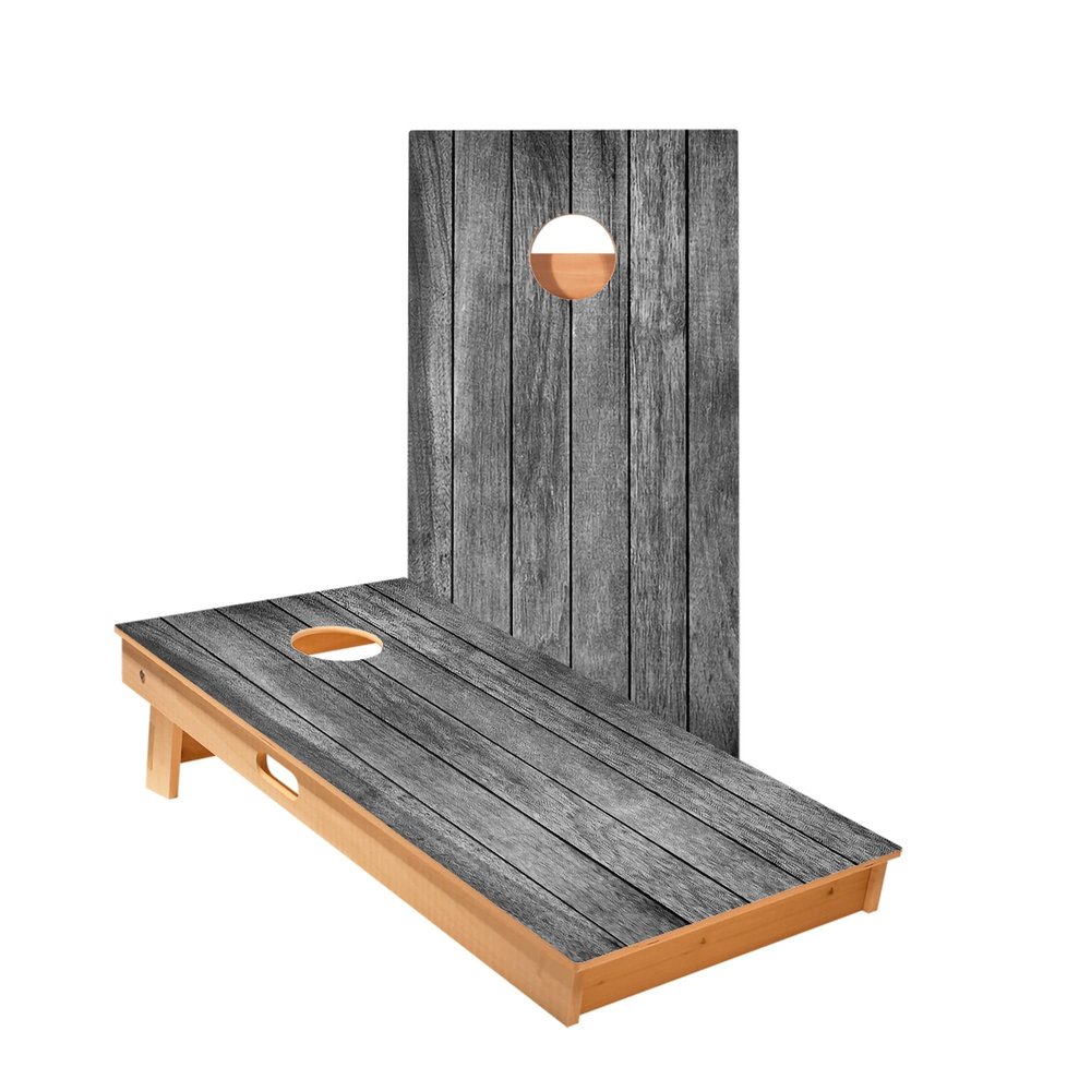 Skip's Garage Dark Large Panel Wood Cornhole Boards - Includes (2) Boards (Resin Bags) + (1) Carry Case, (2) Hole Lights & (2) Edge Lights