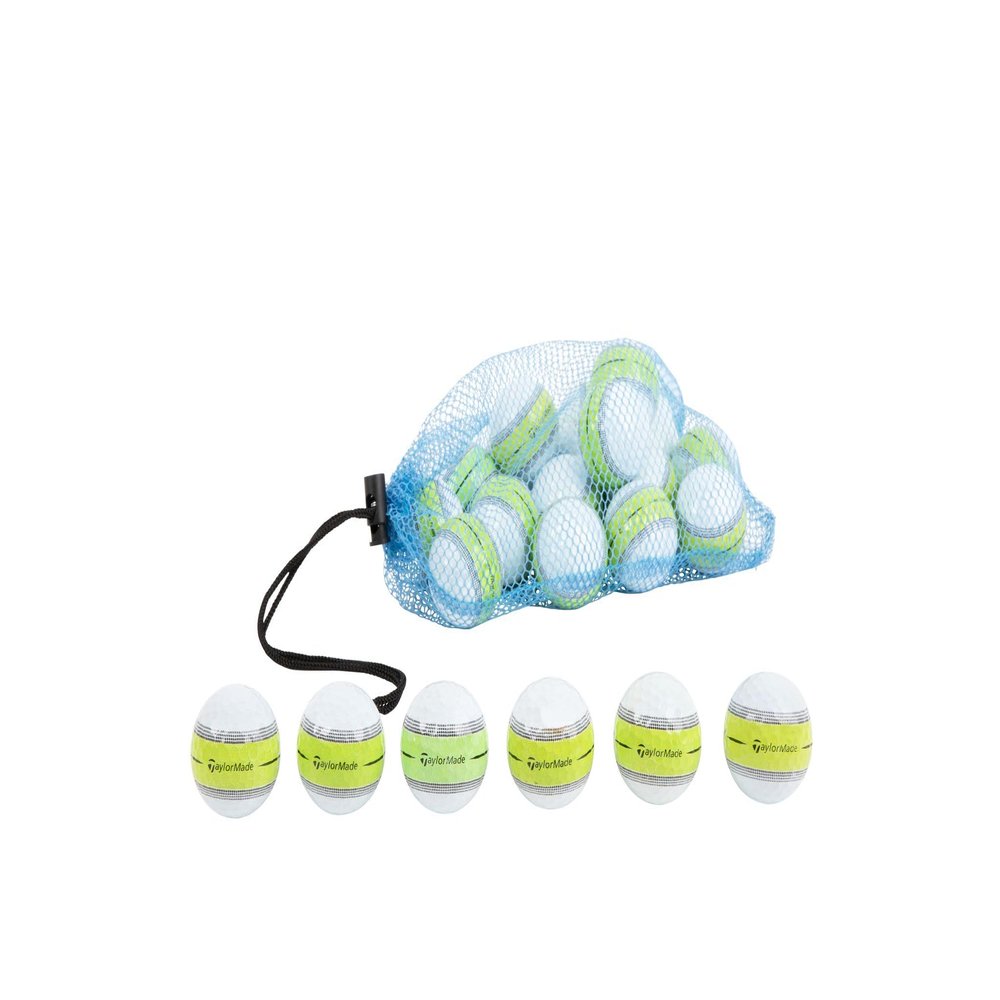 Clean Green Golf Balls Recycled and Used Golf Ball Mix for Taylormade Tour Response 2022 Stripe - Includes Recycled Golf Balls (Different Stripe Colors) and Reusable Drawstring Bag (24)