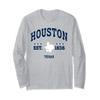 Houston Texas TX Vintage Athletic Navy Long Sleeve T-Shirt view 1