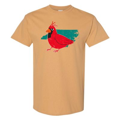 North Carolina State Bird - Cardinal State Pride T Shirt - Large - Old Gold