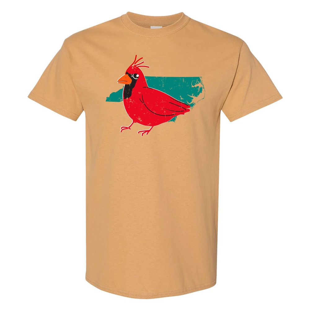 North Carolina State Bird - Cardinal State Pride T Shirt - Large - Old Gold