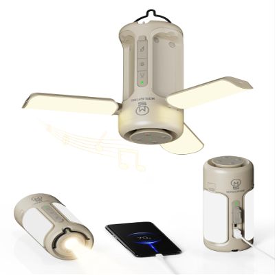 4 in 1 Rechargeable Camping Lantern with Bluetooth Speaker, 10000mAh, Portable LED Flashlight, Folding Lanterns, IP54 Waterproof, 4 Mode Stepless dimming, Power Outage Lantern for Home