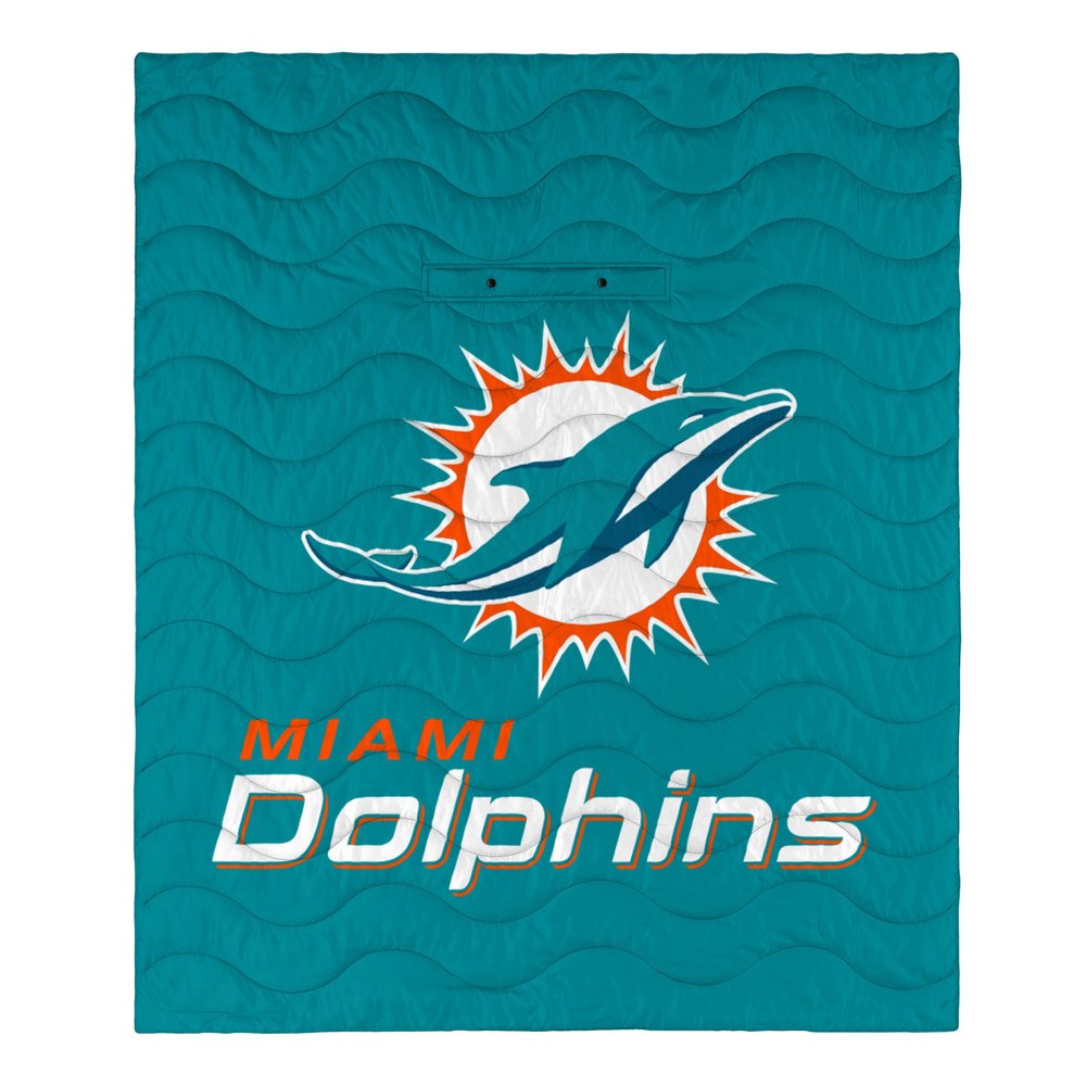 FOCO NFL Exclusive Wearable Outdoor Wordmark Big Logo Blanket, 50 x 60, Miami Dolphins