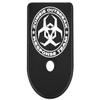 NDZ Performance Magazine Base Plate Finger Extension for Glock Gen 1-5 9mm 40 .357 SIG, Laser Engraved Black Anodized Aluminum Popular Images - Zombie Response Team Angular Biohazard view 1