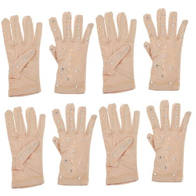 BESPORTBLE 4pairs Elastic Rhinestone Gloves for Girls Performance Skating Dance Accessories Comfortable Breathable Design for Ice Skating Shows Competitions