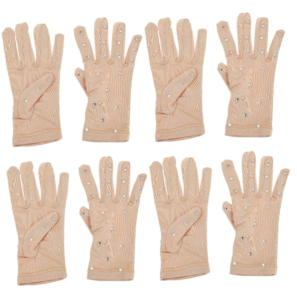 BESPORTBLE 4pairs Elastic Rhinestone Gloves for Girls Performance Skating Dance Accessories Comfortable Breathable Design for Ice Skating Shows Competitions