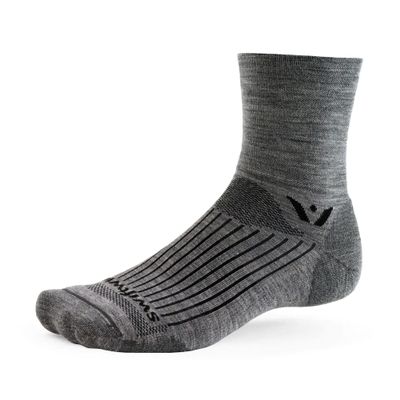 Swiftwick- PURSUIT FOUR Trail Running & Cycling Socks, Merino Wool, Durable Crew (Heather, X-Large)