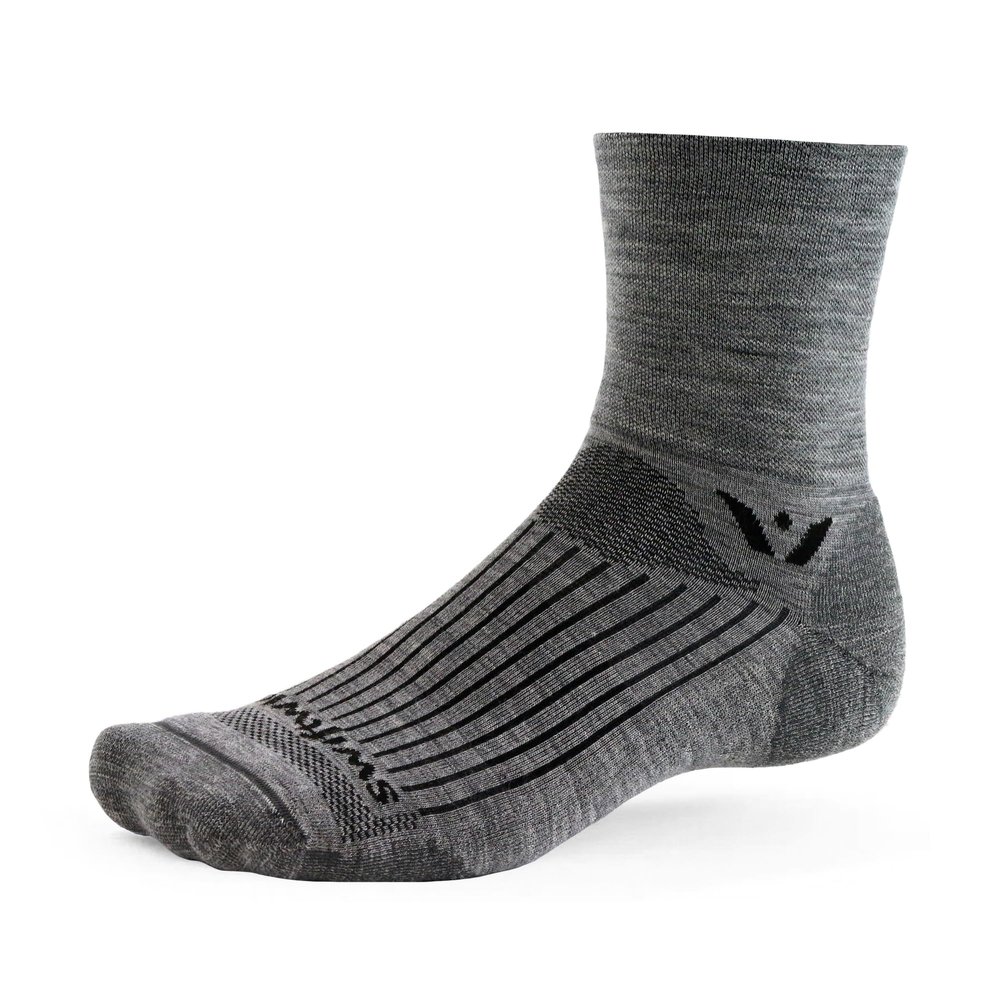 Swiftwick- PURSUIT FOUR Trail Running & Cycling Socks, Merino Wool, Durable Crew (Heather, X-Large)