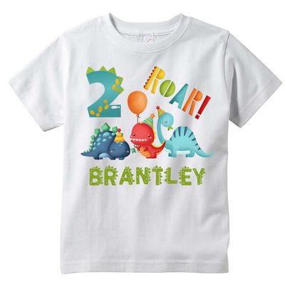 Baby Dinosaur Birthday Shirt, Dino Theme Party Tee, Customizable (4T)