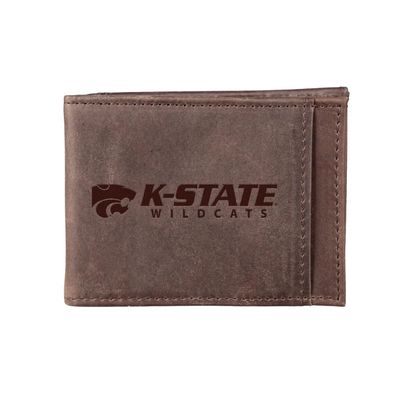 Team Sports America NCAA Kansas State University Front Pocket Slim Wallet for Men | Minimalist Leather RFID Blocking Bifold Card Holder with Money Clip | Officially Licensed Stamped Logo