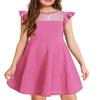 Arshiner Girls Pink Dress Summer Ruffle Sleeve Mesh Party Birthday Dresses Size 7 view 1
