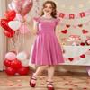 Arshiner Girls Pink Dress Summer Ruffle Sleeve Mesh Party Birthday Dresses Size 7 view 2