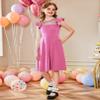 Arshiner Girls Pink Dress Summer Ruffle Sleeve Mesh Party Birthday Dresses Size 7 view 3