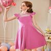 Arshiner Girls Pink Dress Summer Ruffle Sleeve Mesh Party Birthday Dresses Size 7 view 4