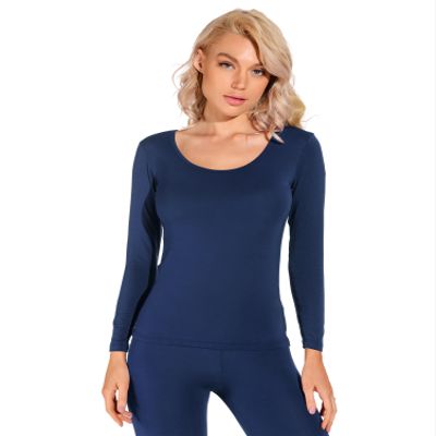 Liang Rou Women's Crew Neck Long Sleeve Ultrathin Modal Thermal Underwear Shirt/Top Royal Blue Medium