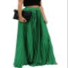 Leyoutx Women's High Elastic Waist Pleated Flowy Swing A-line Maxi Skirts (Small, Green) view 1