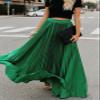 Leyoutx Women's High Elastic Waist Pleated Flowy Swing A-line Maxi Skirts (Small, Green) view 2