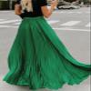 Leyoutx Women's High Elastic Waist Pleated Flowy Swing A-line Maxi Skirts (Small, Green) view 3